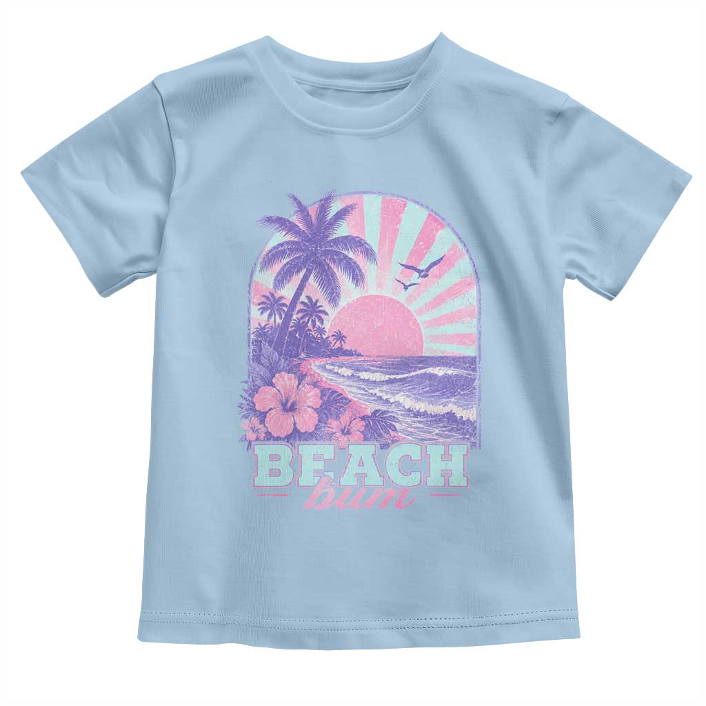 Beach Bum Toddler T Shirt Summer Vacation Beach Lover Surf Wave Vintage Tropical Sunset Aesthetic