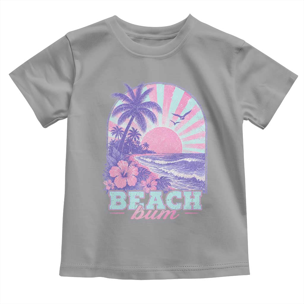 Beach Bum Toddler T Shirt Summer Vacation Beach Lover Surf Wave Vintage Tropical Sunset Aesthetic