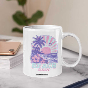 Beach Bum Coffee Mug Summer Vacation Beach Lover Surf Wave Vintage Tropical Sunset Aesthetic
