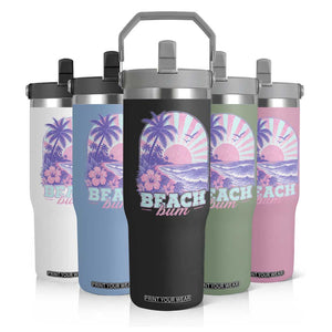 Beach Bum Flip Straw Tumbler Summer Vacation Beach Lover Surf Wave Vintage Tropical Sunset Aesthetic