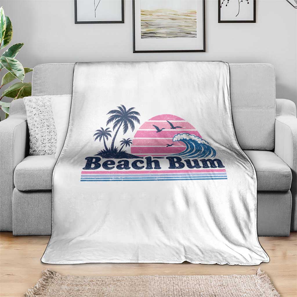 Beach Bum Throw Blanket Retro Summer Vacation Surf Wave Tropical Sunset Aesthetic TS10 Print Your Wear