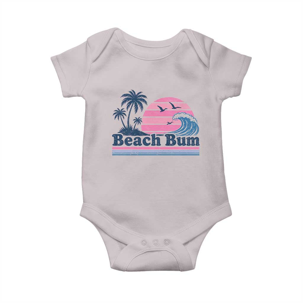 Beach Bum Baby Onesie Retro Summer Vacation Surf Wave Tropical Sunset Aesthetic TS10 Ice Gray Print Your Wear