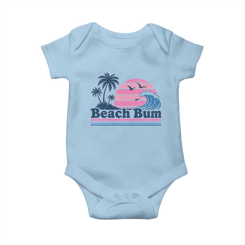 Beach Bum Baby Onesie Retro Summer Vacation Surf Wave Tropical Sunset Aesthetic TS10 Light Blue Print Your Wear