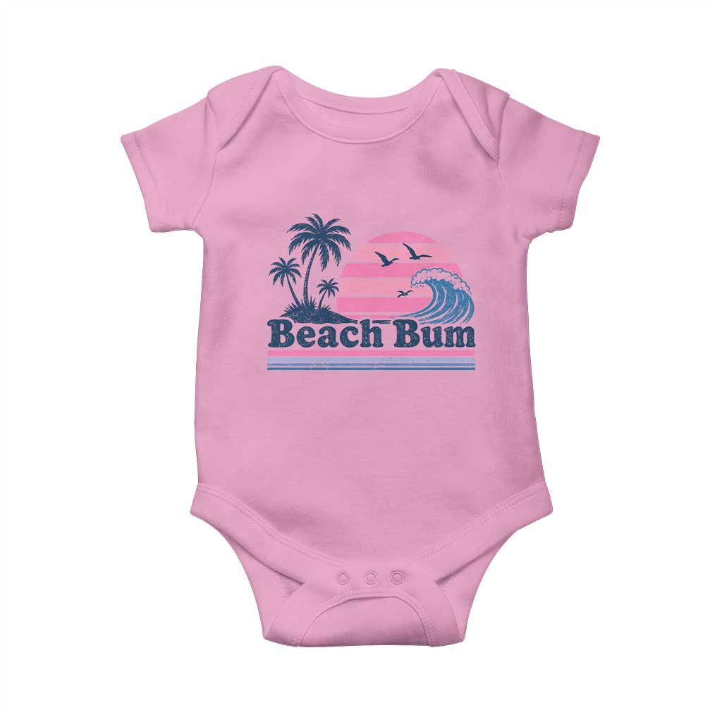 Beach Bum Baby Onesie Retro Summer Vacation Surf Wave Tropical Sunset Aesthetic TS10 Light Pink Print Your Wear