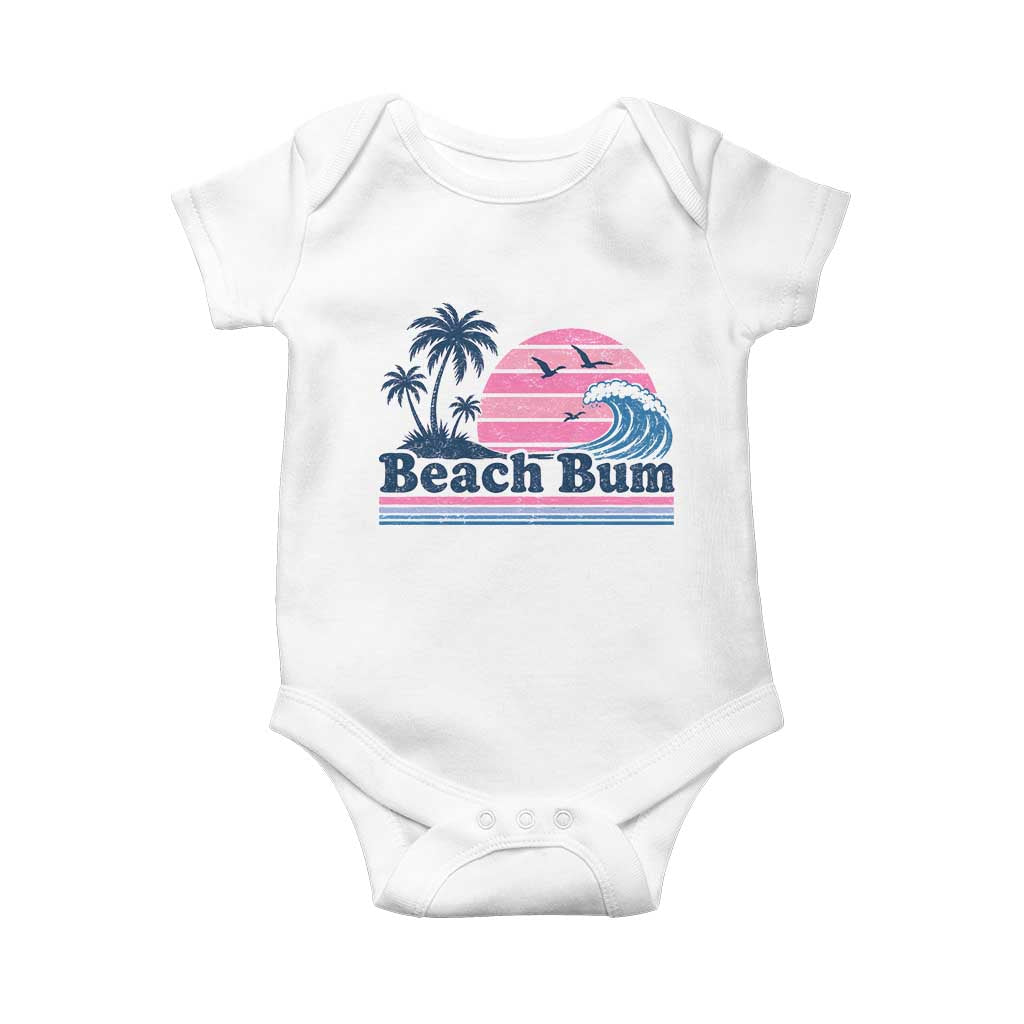 Beach Bum Baby Onesie Retro Summer Vacation Surf Wave Tropical Sunset Aesthetic TS10 White Print Your Wear