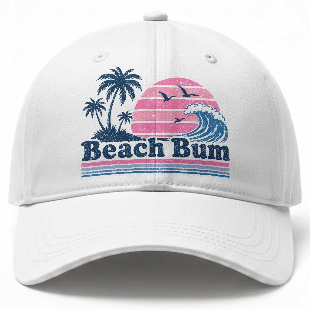 Beach Bum Baseball Cap Retro Summer Vacation Surf Wave Tropical Sunset Aesthetic TS10 Print Your Wear