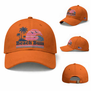 Beach Bum Baseball Cap Retro Summer Vacation Surf Wave Tropical Sunset Aesthetic TS10 Baseball Cap Universal Fit Orange Print Your Wear