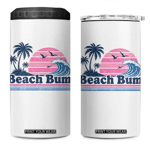 Beach Bum 4 in 1 Can Cooler Tumbler Retro Summer Vacation Surf Wave Tropical Sunset Aesthetic TS10 One Size: 16 oz White Print Your Wear
