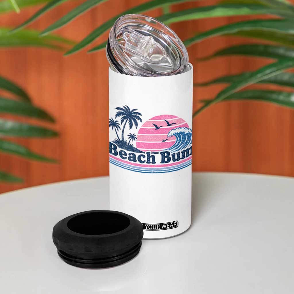 Beach Bum 4 in 1 Can Cooler Tumbler Retro Summer Vacation Surf Wave Tropical Sunset Aesthetic TS10 Print Your Wear