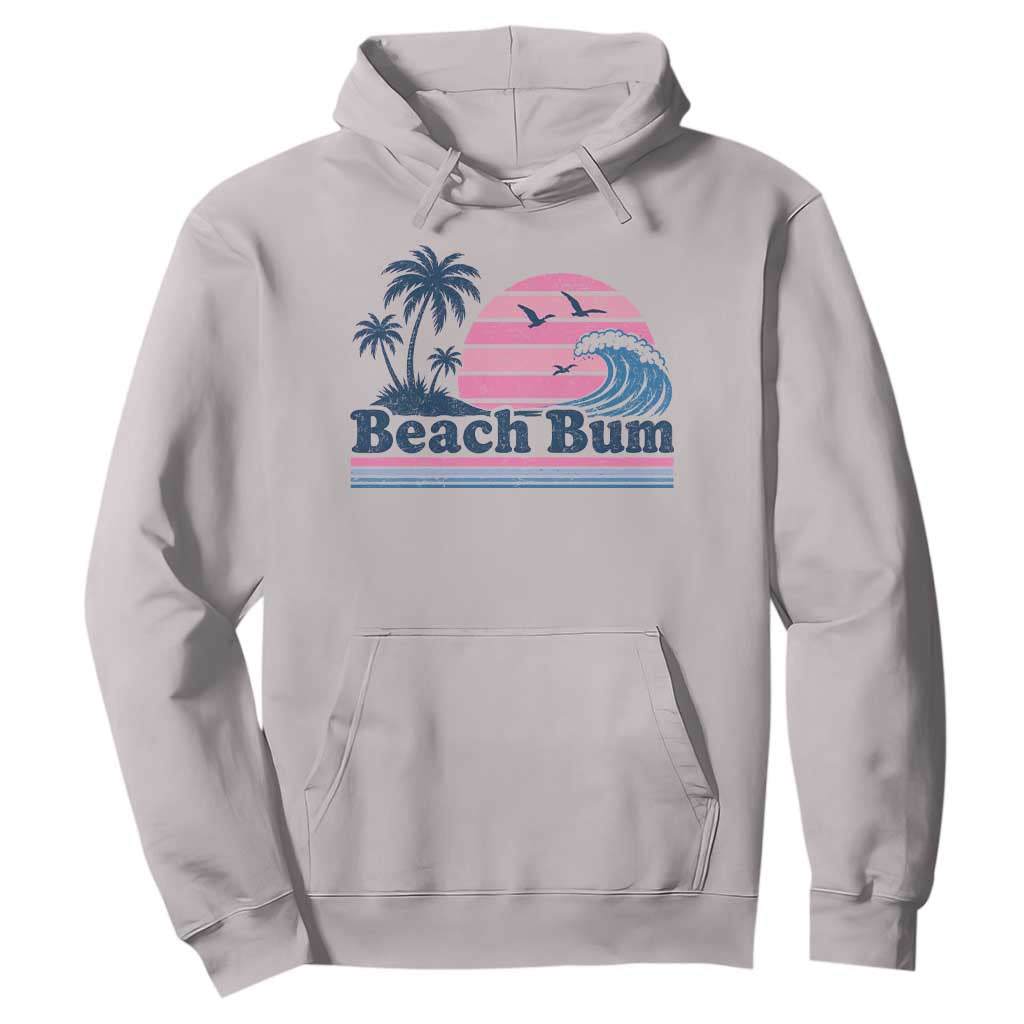 Beach Bum Hoodie Retro Summer Vacation Surf Wave Tropical Sunset Aesthetic TS10 Ice Gray Print Your Wear