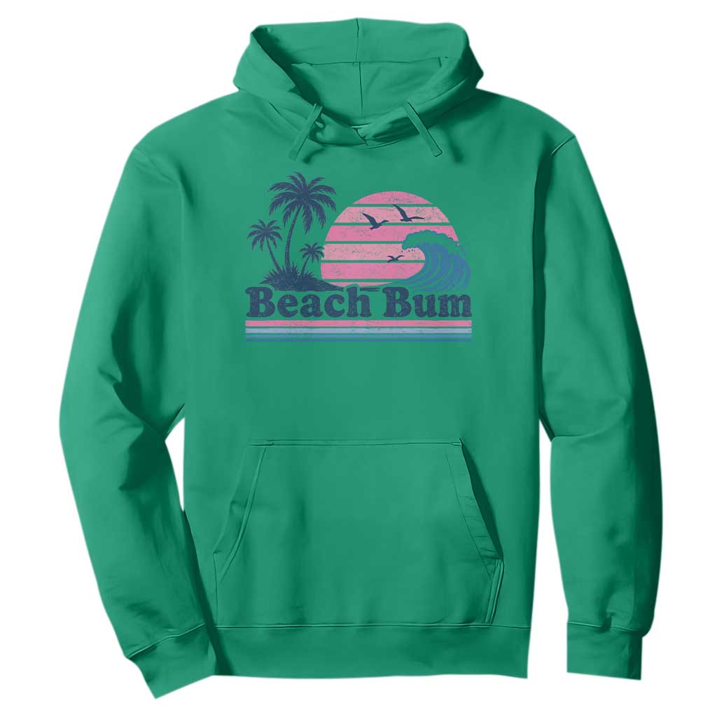 Beach Bum Hoodie Retro Summer Vacation Surf Wave Tropical Sunset Aesthetic TS10 Irish Green Print Your Wear