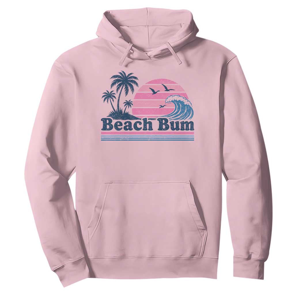 Beach Bum Hoodie Retro Summer Vacation Surf Wave Tropical Sunset Aesthetic TS10 Light Pink Print Your Wear