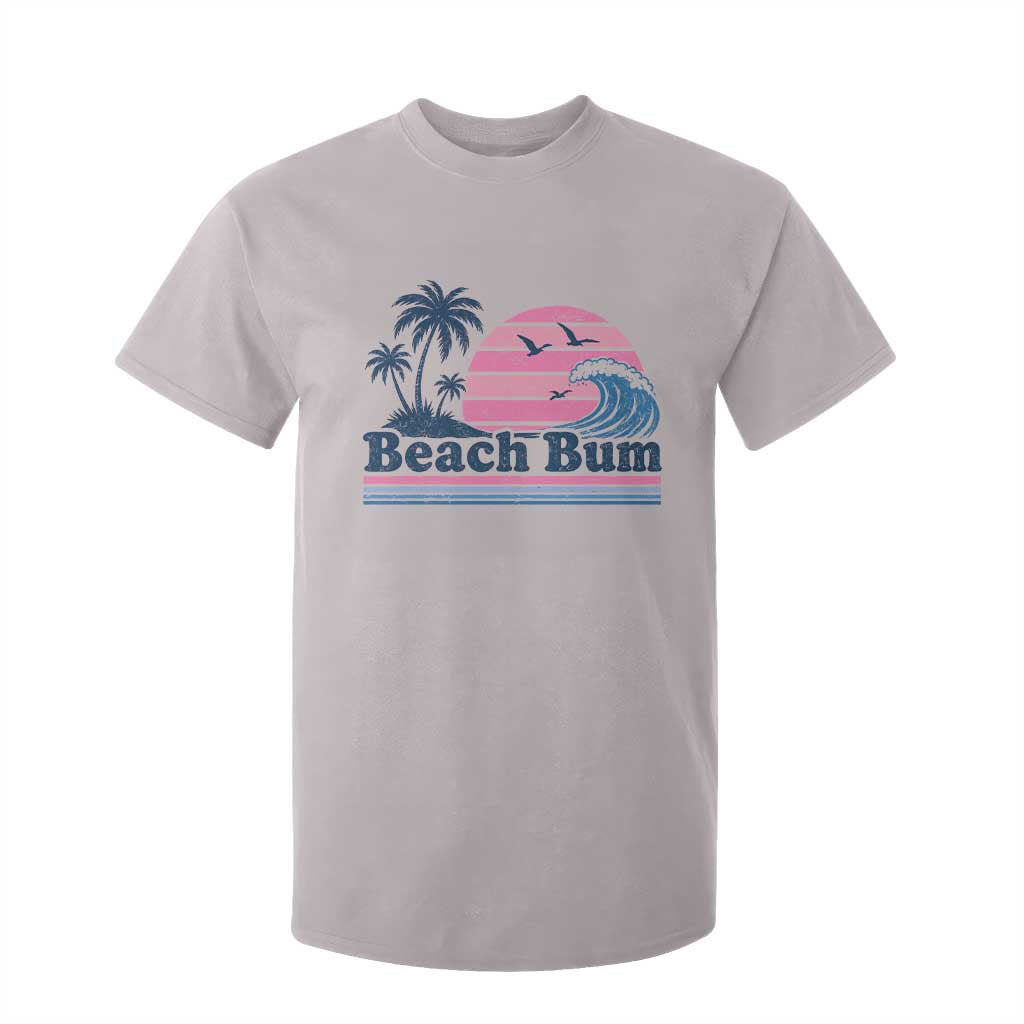 Beach Bum T Shirt For Kid Retro Summer Vacation Surf Wave Tropical Sunset Aesthetic TS10 Ice Gray Print Your Wear