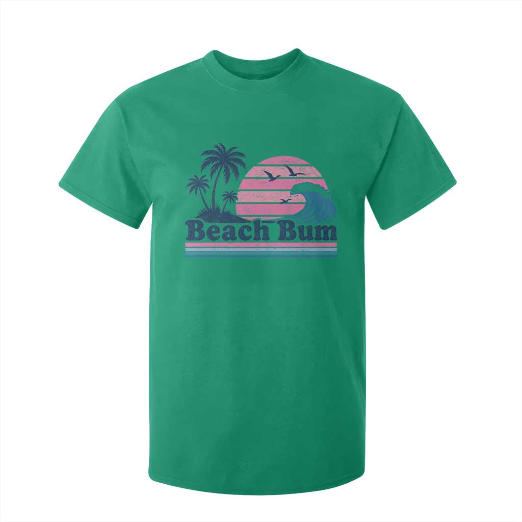 Beach Bum T Shirt For Kid Retro Summer Vacation Surf Wave Tropical Sunset Aesthetic TS10 Irish Green Print Your Wear