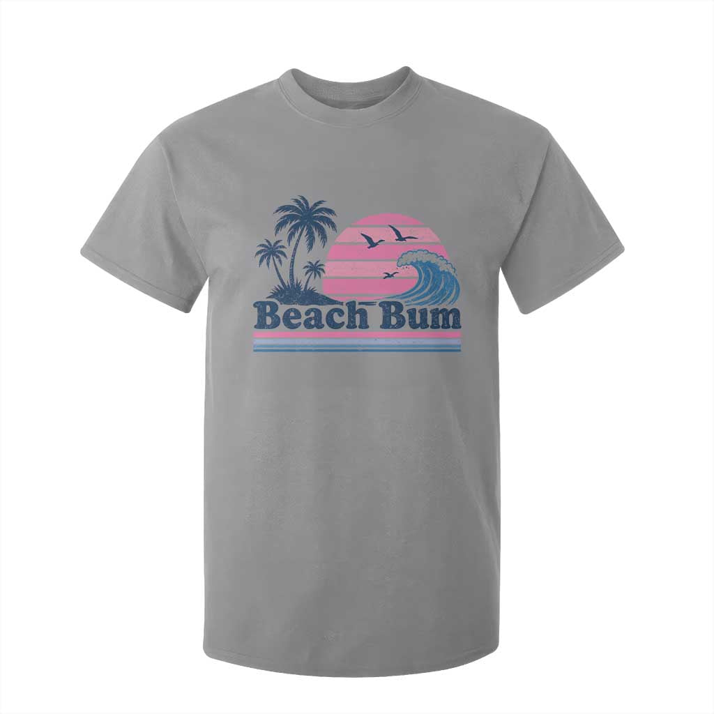 Beach Bum T Shirt For Kid Retro Summer Vacation Surf Wave Tropical Sunset Aesthetic TS10 Sport Gray Print Your Wear
