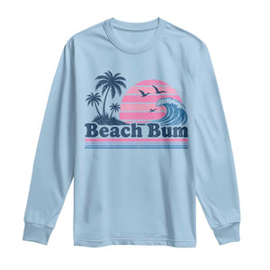 Beach Bum Long Sleeve Shirt Retro Summer Vacation Surf Wave Tropical Sunset Aesthetic TS10 Light Blue Print Your Wear