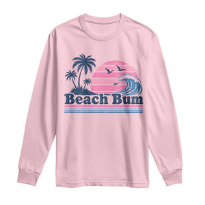 Beach Bum Long Sleeve Shirt Retro Summer Vacation Surf Wave Tropical Sunset Aesthetic TS10 Light Pink Print Your Wear