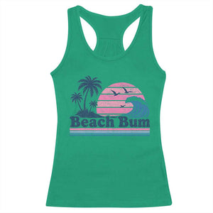 Beach Bum Racerback Tank Top Retro Summer Vacation Surf Wave Tropical Sunset Aesthetic TS10 Irish Green Print Your Wear
