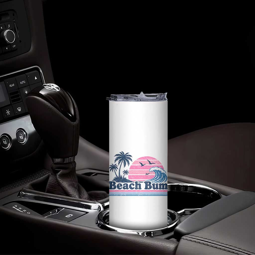 Beach Bum Skinny Tumbler Retro Summer Vacation Surf Wave Tropical Sunset Aesthetic TS10 Print Your Wear