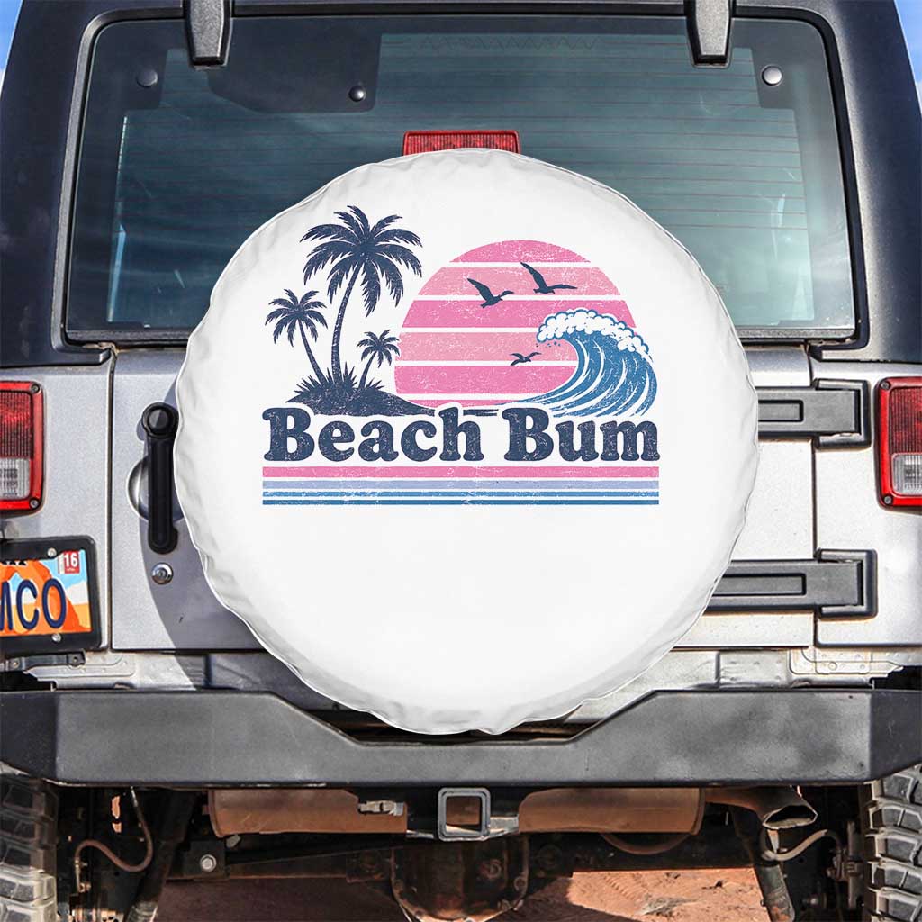 Beach Bum Spare Tire Cover Retro Summer Vacation Surf Wave Tropical Sunset Aesthetic TS10 No hole White Print Your Wear