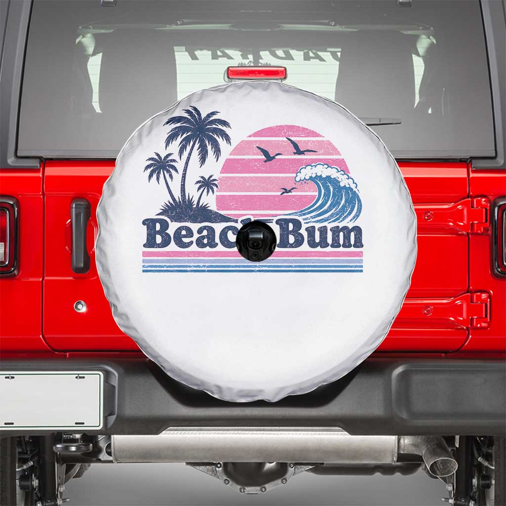 Beach Bum Spare Tire Cover Retro Summer Vacation Surf Wave Tropical Sunset Aesthetic TS10 White Print Your Wear