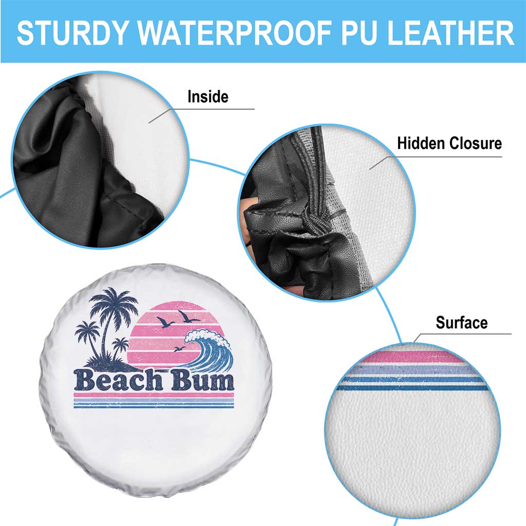 Beach Bum Spare Tire Cover Retro Summer Vacation Surf Wave Tropical Sunset Aesthetic TS10 Print Your Wear