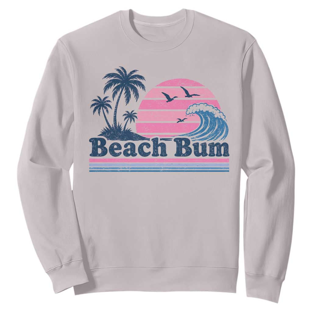 Beach Bum Sweatshirt Retro Summer Vacation Surf Wave Tropical Sunset Aesthetic TS10 Ice Gray Print Your Wear