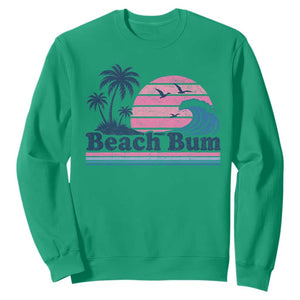 Beach Bum Sweatshirt Retro Summer Vacation Surf Wave Tropical Sunset Aesthetic TS10 Irish Green Print Your Wear