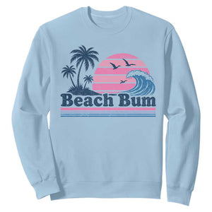 Beach Bum Sweatshirt Retro Summer Vacation Surf Wave Tropical Sunset Aesthetic TS10 Light Blue Print Your Wear