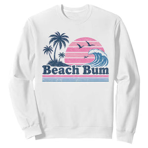 Beach Bum Sweatshirt Retro Summer Vacation Surf Wave Tropical Sunset Aesthetic TS10 White Print Your Wear