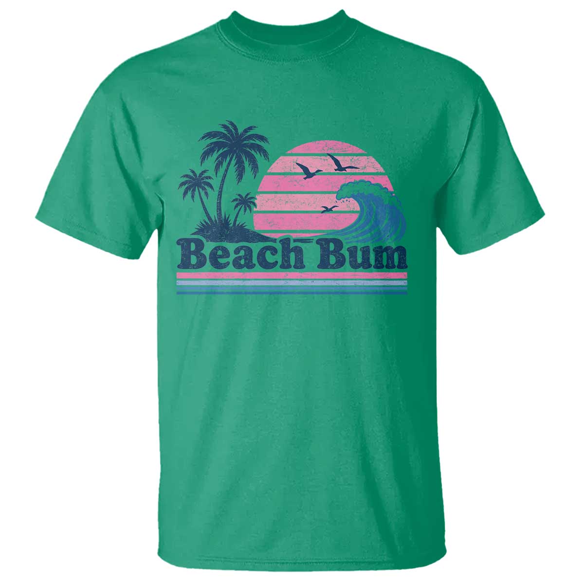 Beach Bum T Shirt Retro Summer Vacation Surf Wave Tropical Sunset Aesthetic TS10 Irish Green Print Your Wear