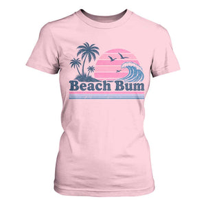 Beach Bum T Shirt For Women Retro Summer Vacation Surf Wave Tropical Sunset Aesthetic TS10 Light Pink Print Your Wear