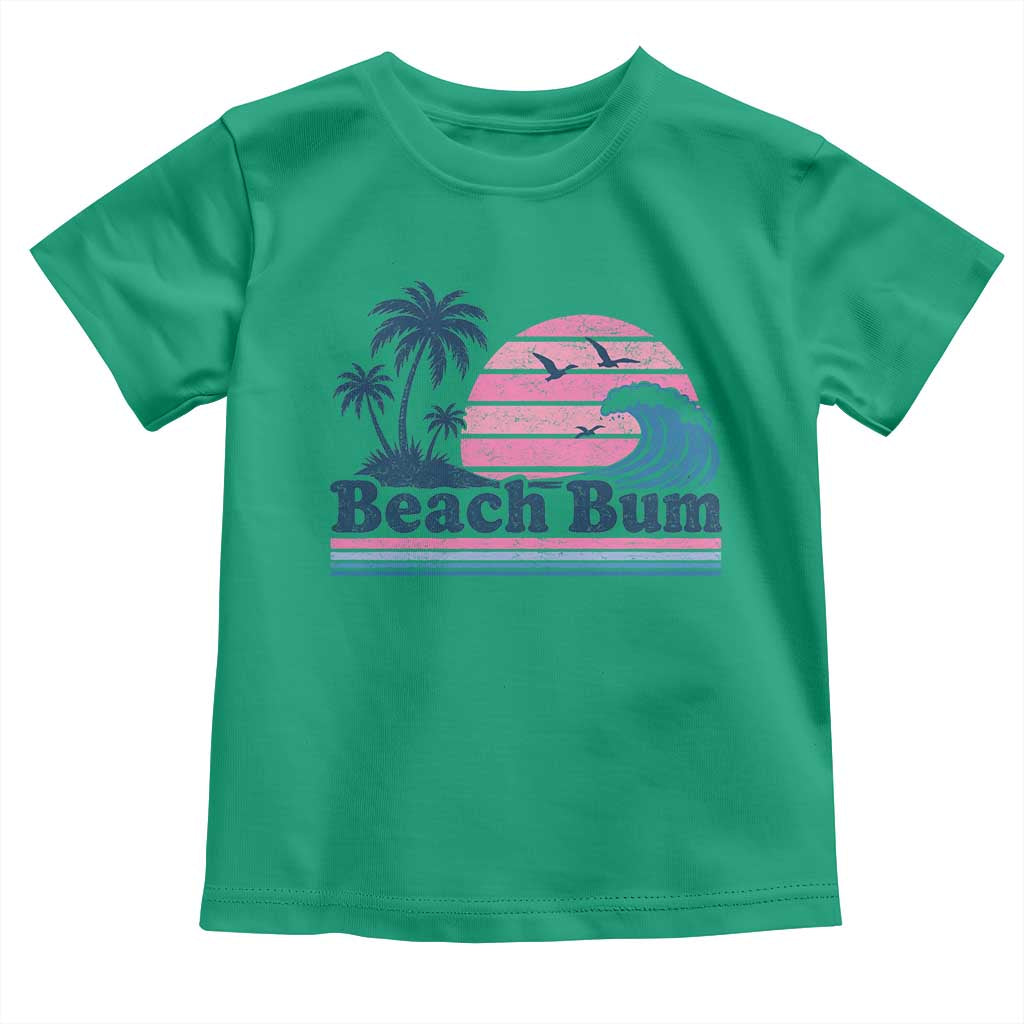 Beach Bum Toddler T Shirt Retro Summer Vacation Surf Wave Tropical Sunset Aesthetic TS10 Irish Green Print Your Wear