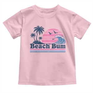 Beach Bum Toddler T Shirt Retro Summer Vacation Surf Wave Tropical Sunset Aesthetic TS10 Light Pink Print Your Wear