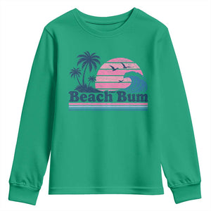 Beach Bum Youth Sweatshirt Retro Summer Vacation Surf Wave Tropical Sunset Aesthetic TS10 Irish Green Print Your Wear