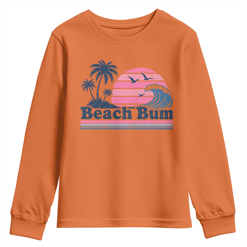 Beach Bum Youth Sweatshirt Retro Summer Vacation Surf Wave Tropical Sunset Aesthetic TS10 Orange Print Your Wear