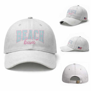 Beach Bum Baseball Cap Summer Vacation Beach Lovers TS10 Baseball Cap Universal Fit White Print Your Wear