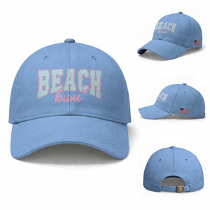 Beach Bum Baseball Cap Summer Vacation Beach Lovers TS10 Baseball Cap Universal Fit Light Blue Print Your Wear