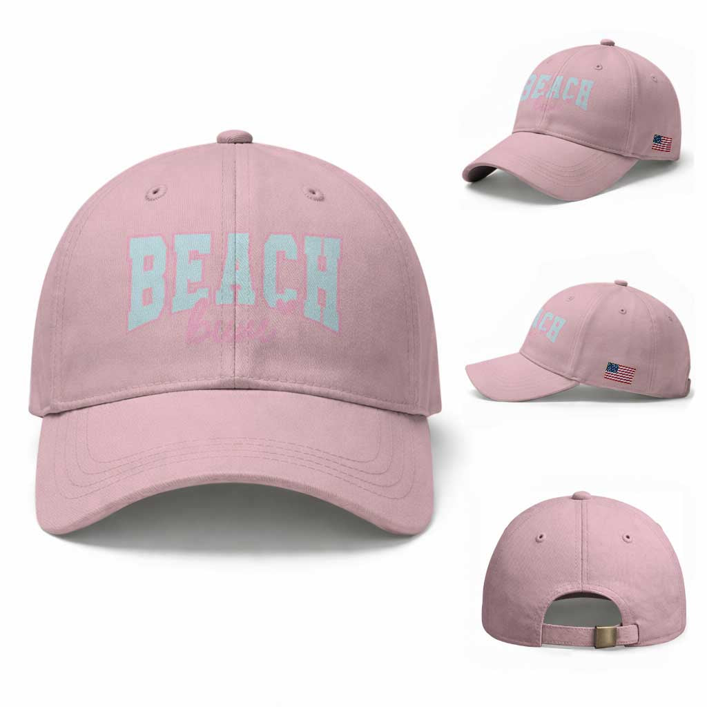 Beach Bum Baseball Cap Summer Vacation Beach Lovers TS10 Baseball Cap Universal Fit Light Pink Print Your Wear