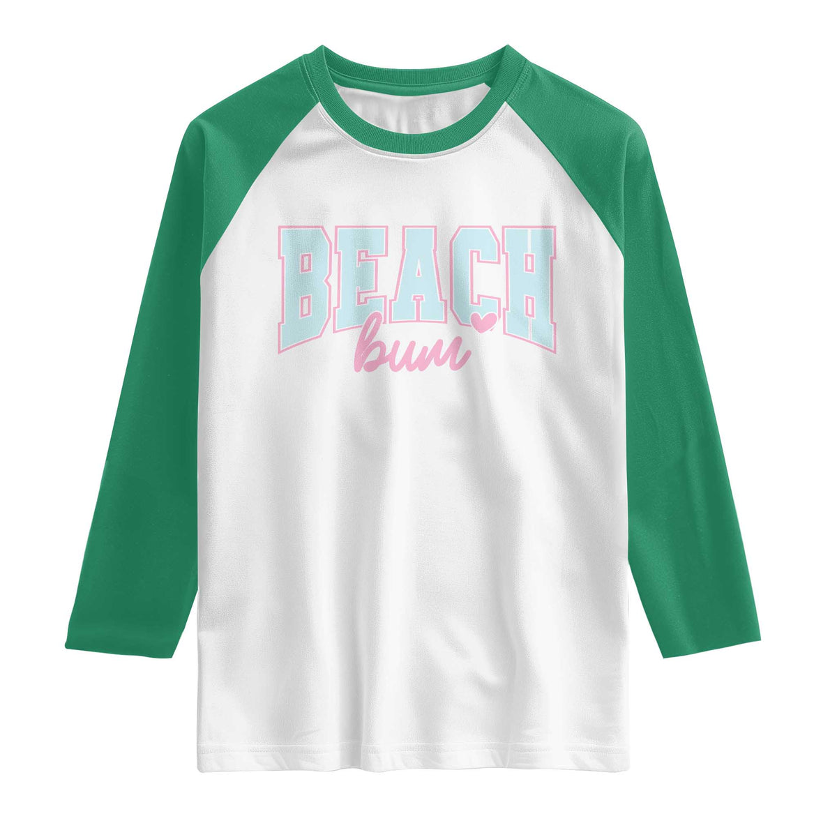 Beach Bum Raglan Shirt Summer Vacation Beach Lovers TS10 White Kelly Green Print Your Wear
