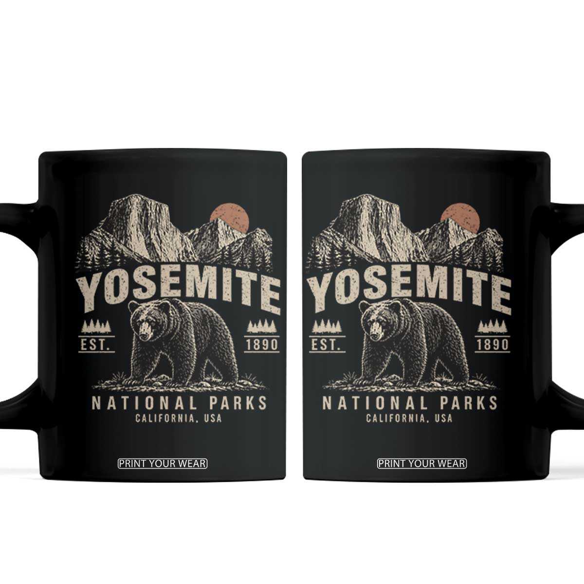 Vintage Yosemite National Park Coffee Mug Retro Bear Nature Wildlife Forest TS10 Black Print Your Wear
