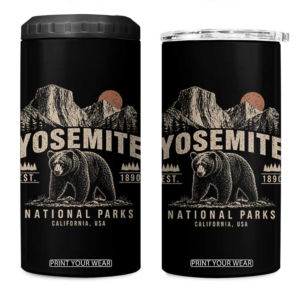 Vintage Yosemite National Park 4 in 1 Can Cooler Tumbler Retro Bear Nature Wildlife Forest TS10 One Size: 16 oz Black Print Your Wear