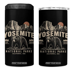 Vintage Yosemite National Park 4 in 1 Can Cooler Tumbler Retro Bear Nature Wildlife Forest TS10 One Size: 16 oz Black Print Your Wear