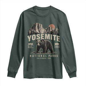 Vintage Yosemite National Park Long Sleeve Shirt Retro Bear Nature Wildlife Forest TS10 Dark Forest Green Print Your Wear
