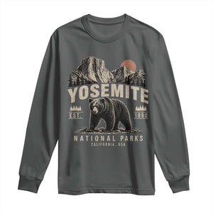 Vintage Yosemite National Park Long Sleeve Shirt Retro Bear Nature Wildlife Forest TS10 Dark Heather Print Your Wear