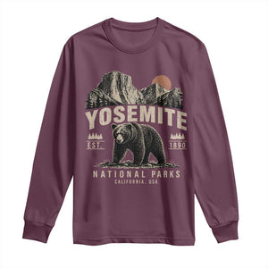 Vintage Yosemite National Park Long Sleeve Shirt Retro Bear Nature Wildlife Forest TS10 Maroon Print Your Wear