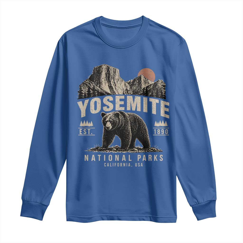 Vintage Yosemite National Park Long Sleeve Shirt Retro Bear Nature Wildlife Forest TS10 Royal Blue Print Your Wear