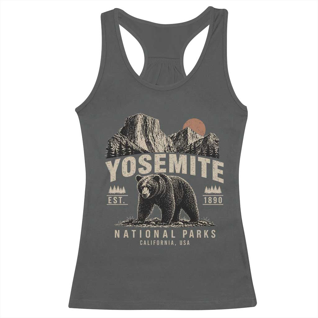 Vintage Yosemite National Park Racerback Tank Top Retro Bear Nature Wildlife Forest TS10 Dark Heather Print Your Wear