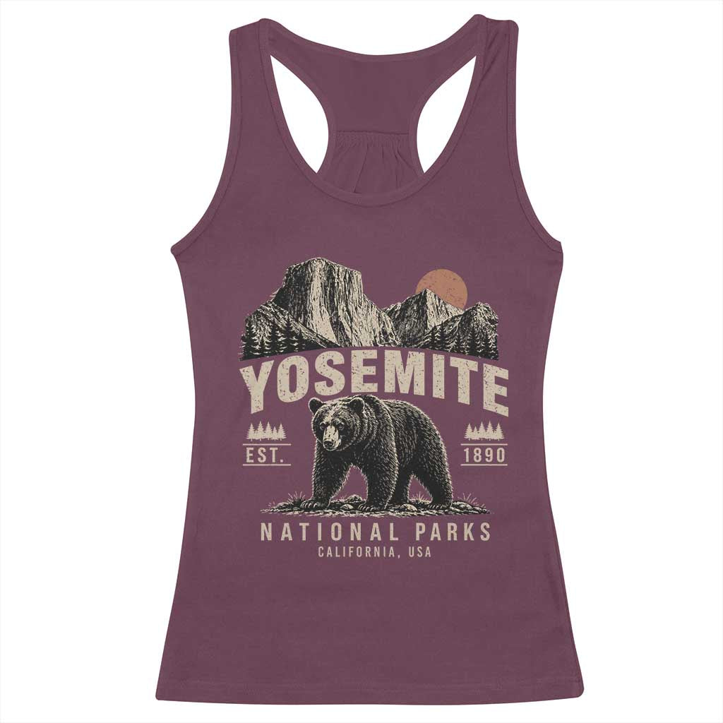 Vintage Yosemite National Park Racerback Tank Top Retro Bear Nature Wildlife Forest TS10 Maroon Print Your Wear