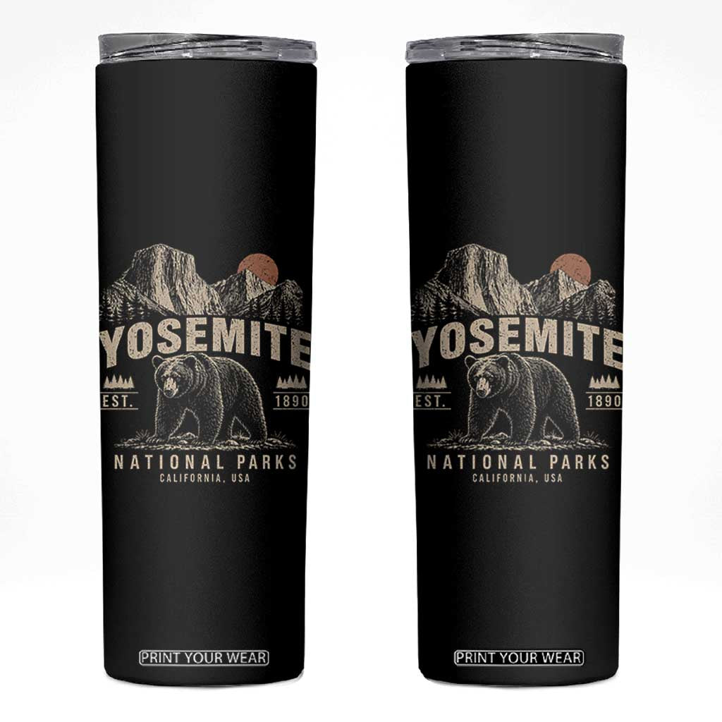 Vintage Yosemite National Park Skinny Tumbler Retro Bear Nature Wildlife Forest TS10 Black Print Your Wear
